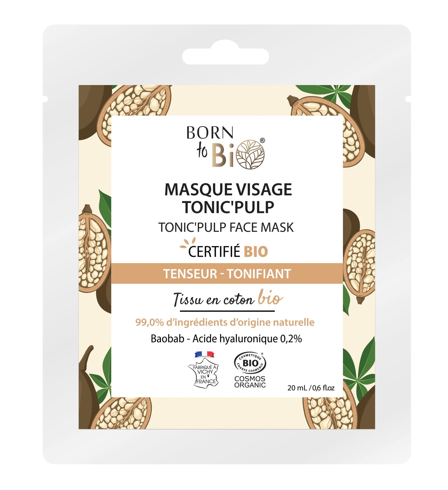 Masque visage Tonic'Pulp en coton - Certifié Bio