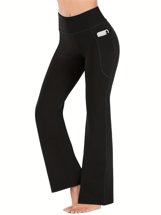 Pantalon bootcut de yoga taille haute avec poches