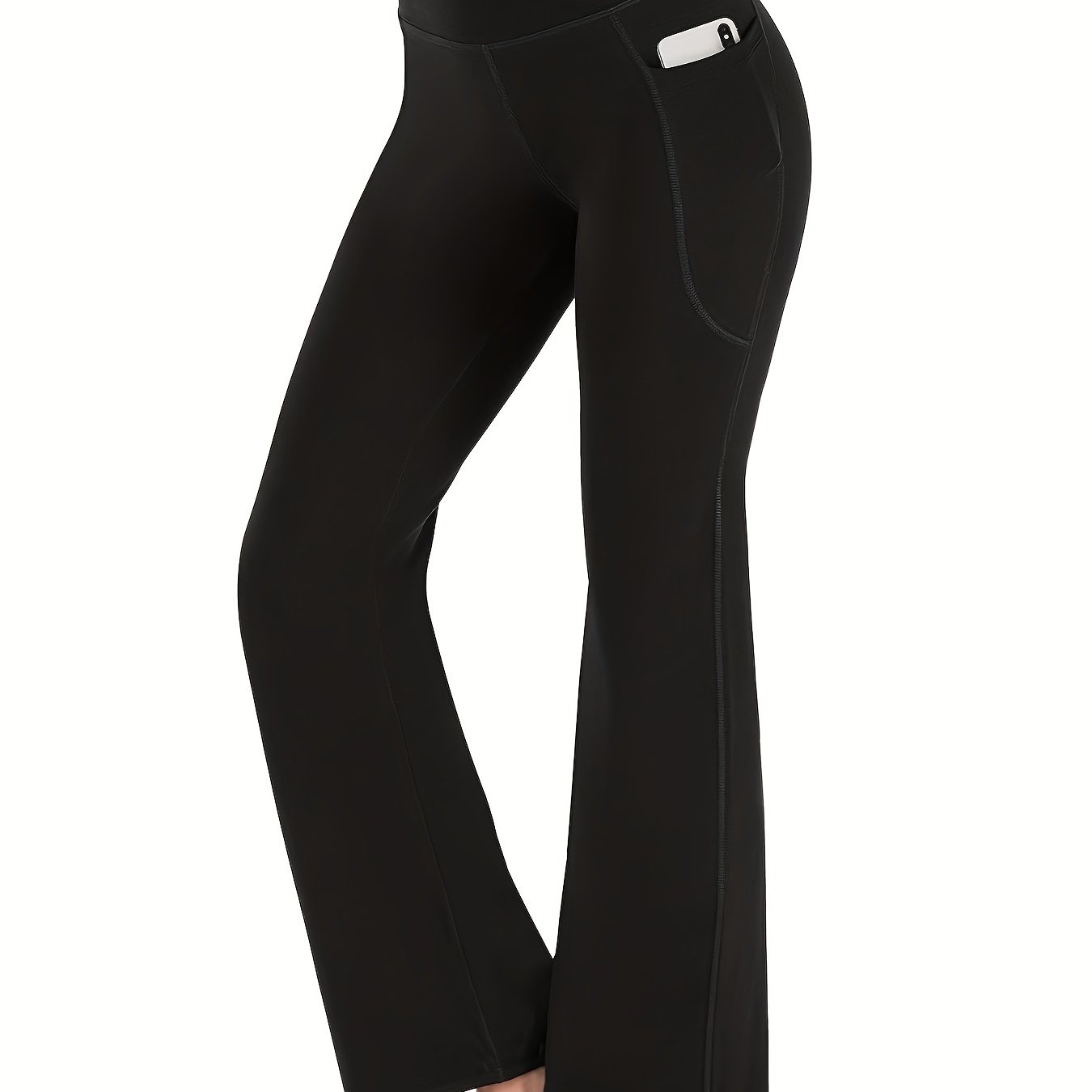 Pantalon bootcut de yoga taille haute avec poches