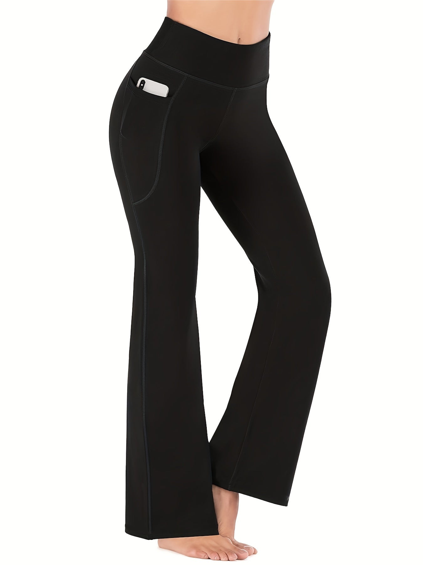 Pantalon bootcut de yoga taille haute avec poches